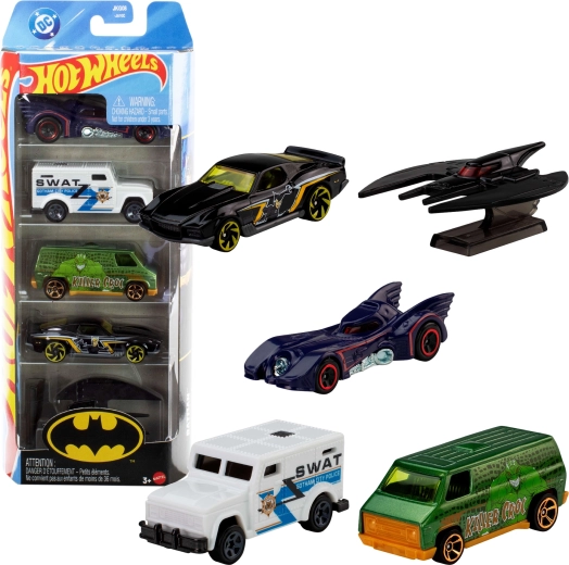 Hot Wheels DC Batman – komplet 5 kovinskih avtomobilčkov 1:64 (pribl. 7 cm)