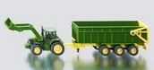 SIKU Farmer John Deere tractor with front loader and trailer 1:87