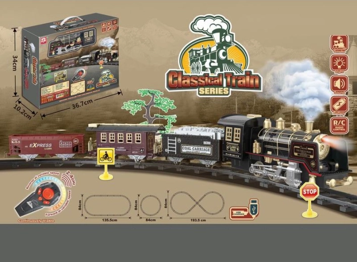 Električna vlakovna proga 215 cm LOCO TOYS