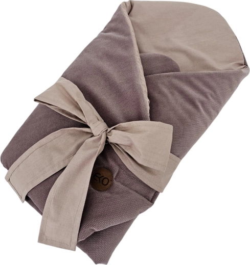EKO cotton baby swaddle blanket Velvet with removable coconut insert and bow dark pink 75 × 75 cm