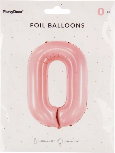 Folijski balon številka 0 rožnat 86 cm