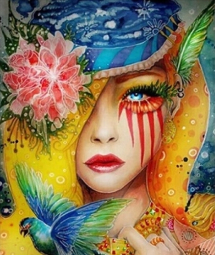 Diamantno slikanje Barvna ptica 30 × 40 cm