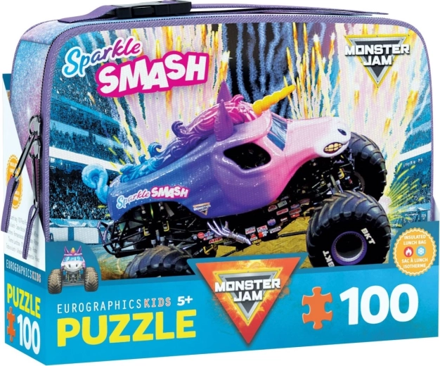 Sestavljanka v prigrizkovem boksu MONSTER JAM Sparkle Smash 100 kosov