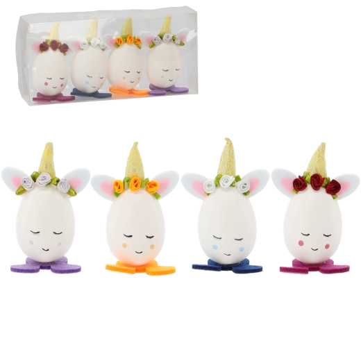 Velikonočne dekoracije jajčka z ušesi in kapico, komplet 4 kos CHOMIK