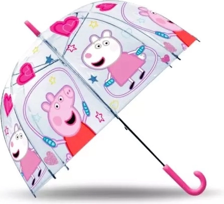 Prozoren avtomatski dežnik z motivom Peppa Pig za otroke