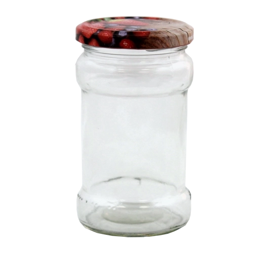 Komplet steklenih kozarcev za vlaganje 314 ml z navojnimi črnimi pokrovčki 66 mm, kvadratna oblika, 12 kos