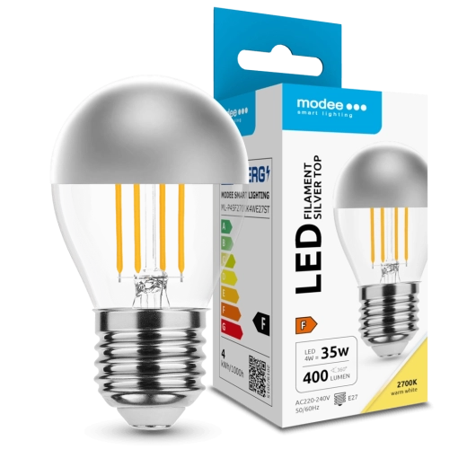 Modee LED žarnica Filament Globe Mini P45 Silver Top 4 W E27 400 lm topla bela