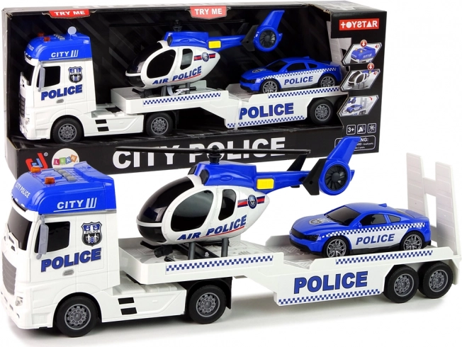 Policijska set-vlečnik, avto in helikopter s svetlobnimi in zvočnimi učinki