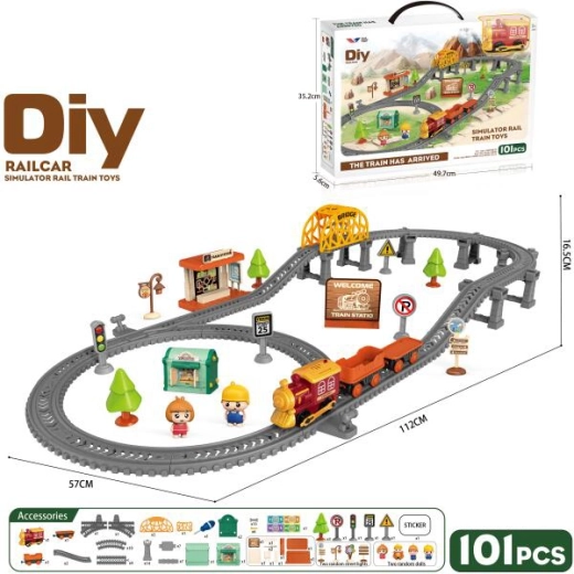 DIY Bo Railway otroška železniška proga s 101 deli