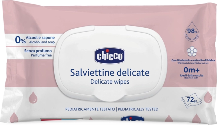 Chicco otroški vlažni robčki Delicate s kamilico 72 kosov