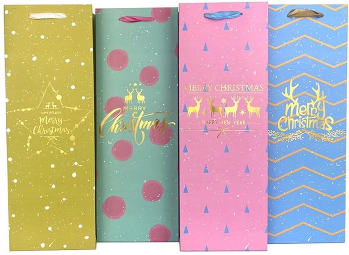 Božična darilna vrečka za vino 36 × 12,5 × 8,5 cm (mešani motivi)