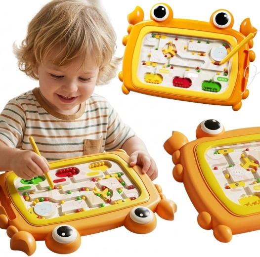 Woopie Montessori magnetna tabla labirint z rakcem, oranžna
