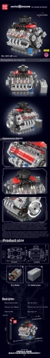 Konstrukcijski komplet Mould King – motor V8, 488 delov