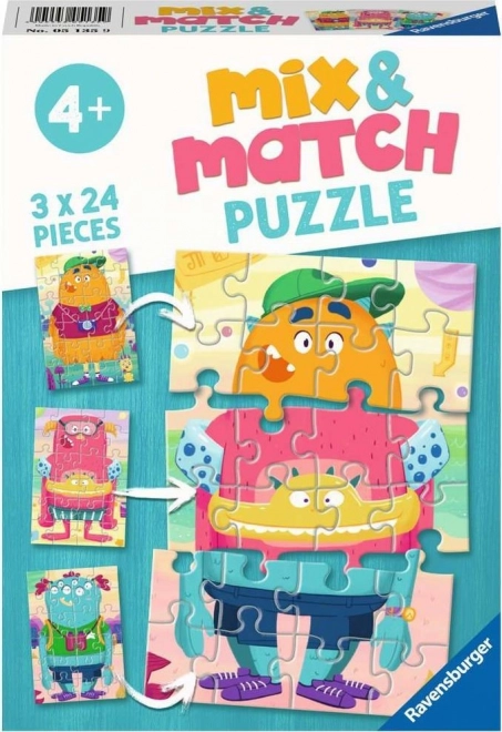 Ravensburger Puzzle Mix & Match: Smešne Pošasti 3x24 kosov