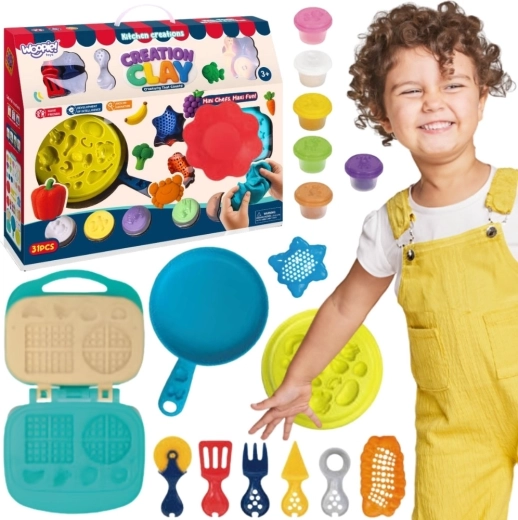 Woopie Creation Clay komplet plastelina z vafljem in kuhinjskimi dodatki (39 kosov)
