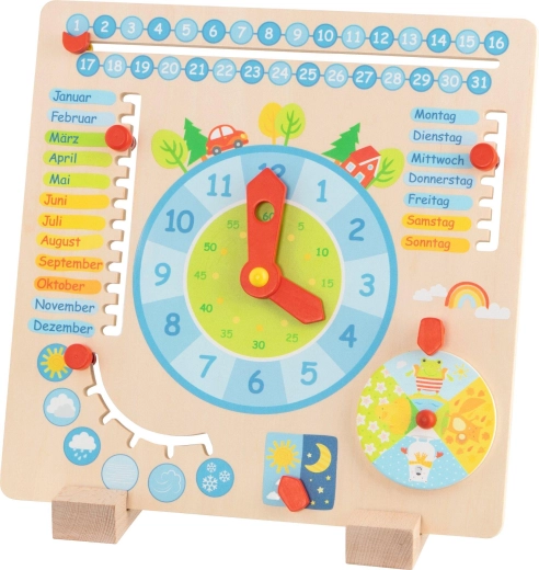 Wooden perpetual calendar with weather indicator 30 × 30 cm - 1 piece