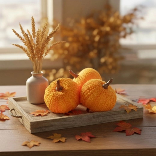 Jesenska dekoracija buč s sponko, oranžna, 3 kosi