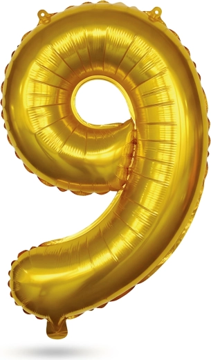 Rojstnodnevni zlati folijski balon v obliki številke 9, 40 palcev