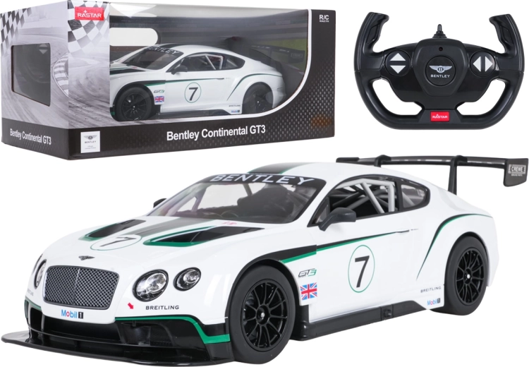Avtomobil Bentley Continental GT3 RASTAR z daljinskim upravljanjem v merilu 1:14, bele barve