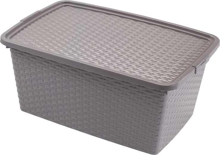 Heidrun plastična shranjevalna škatla s pokrovom rattan 20 l