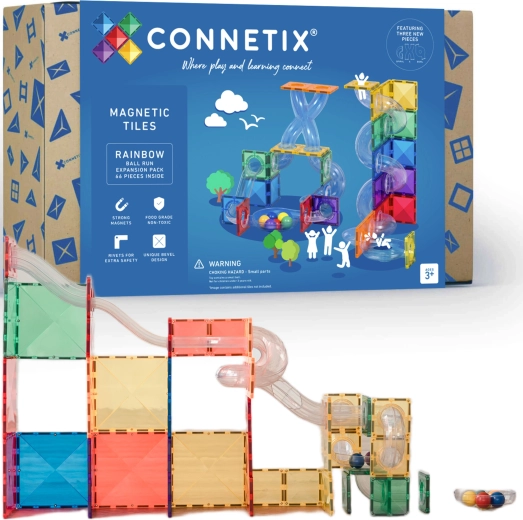 Connetix Ball Run razširitveni komplet – magnetne sestavljanke, 66 delov