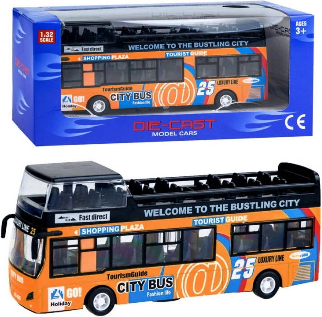 Kovinski dvonadstropni avtobus z odpirajočimi se vrati – Oranžna