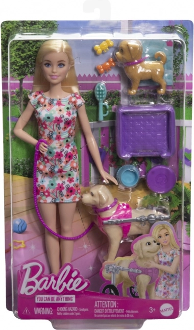 Barbie s kužkom na vozičku