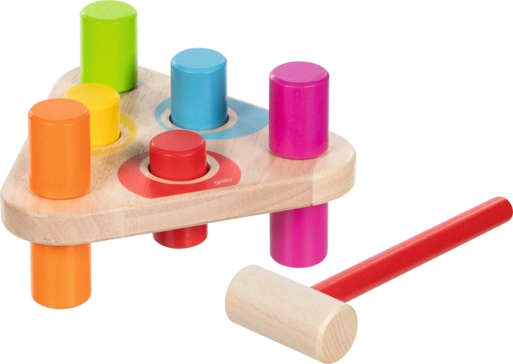 Triangular hammer bench with hammer in rainbow colors - 1 piece