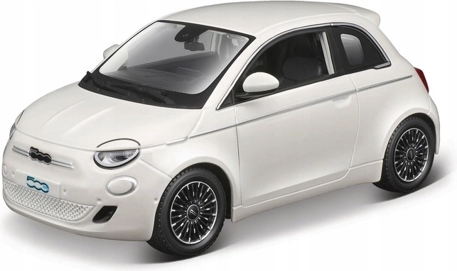 Model Fiat 500E 2023, bel, v merilu 1:24