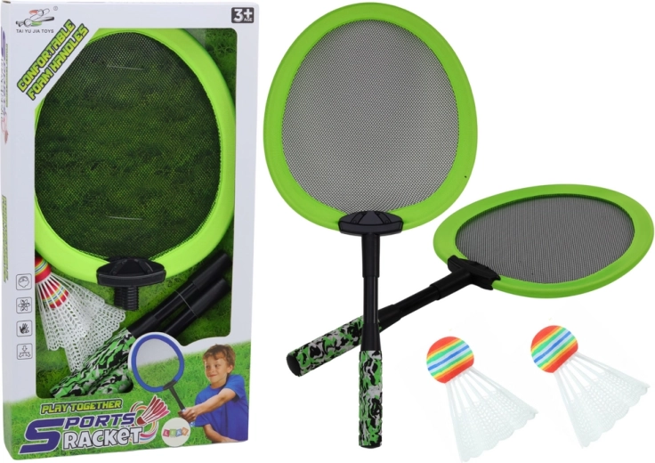 Set 2 badminton loparjev z 2 žogicami – zelene