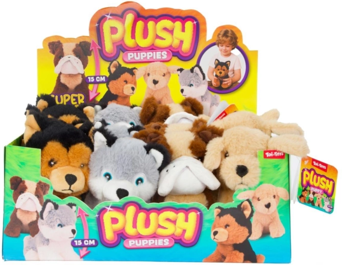 Plišasti sedeči kužek 15 cm