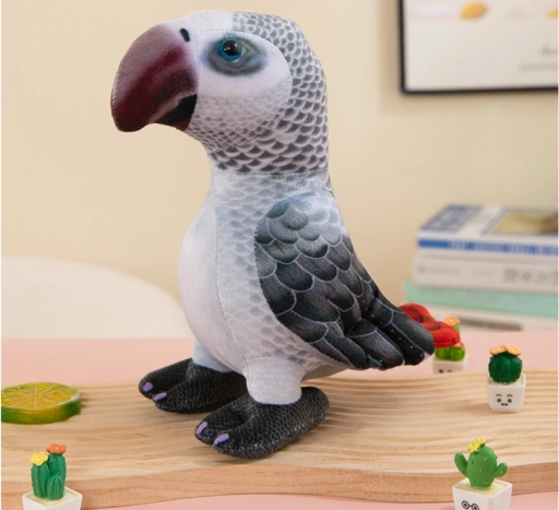 Plišasti sivi papagaj 20 cm