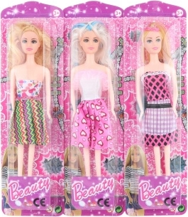 Punčka v barviti obleki 28 cm