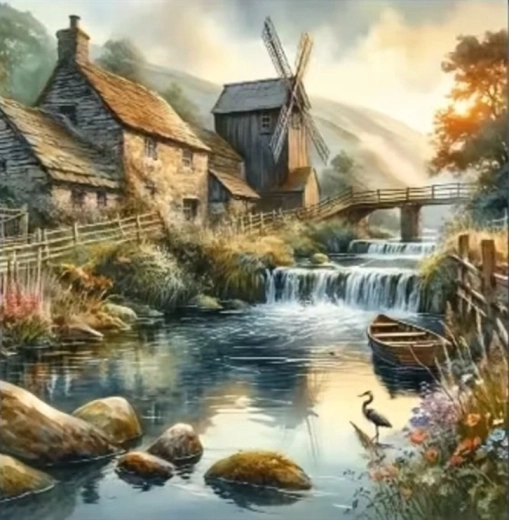 Norimpex Slikanje po številkah Mlin na reki 40 × 50 cm