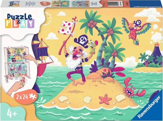 Ravensburger Puzzle & Play: piratska pustolovščina 2×24 koščkov