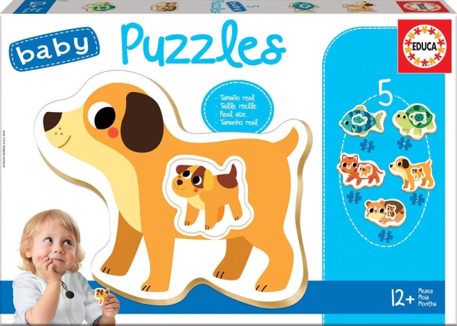 Educa Baby puzzle domači ljubljenčki z mladiči 5v1