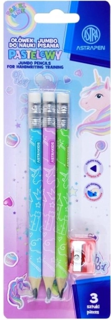 Trikotni svinčniki HB z šilčkom ASTRA Unicorn, 3 kosi