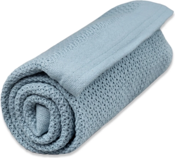 Vinter & Bloom odeja Soft Grid Organic dim blue