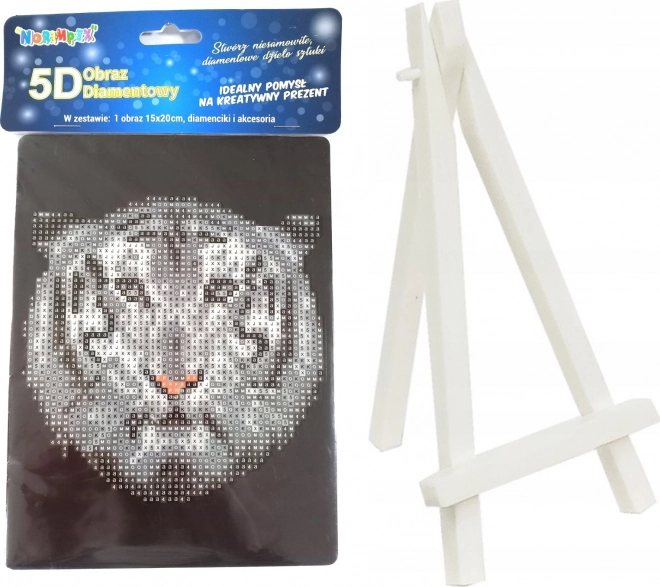 Diamantno slikanje beli tiger 15 × 20 cm s stojalom – NORIMPEX
