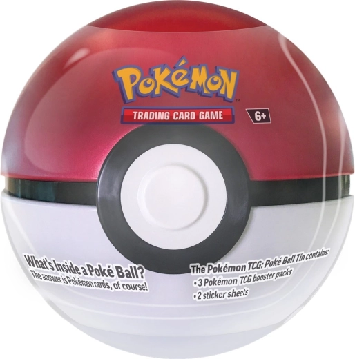 Pokémon TCG pločevinka Poké Ball Tin 2024 reprint (3 boosterji + nalepke) – 1 kos