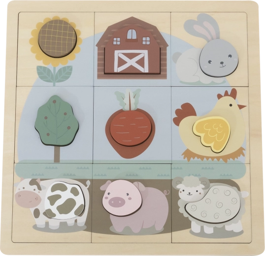 Babu izobraževalne lesene sestavljanke Kmetija – 12 kosov