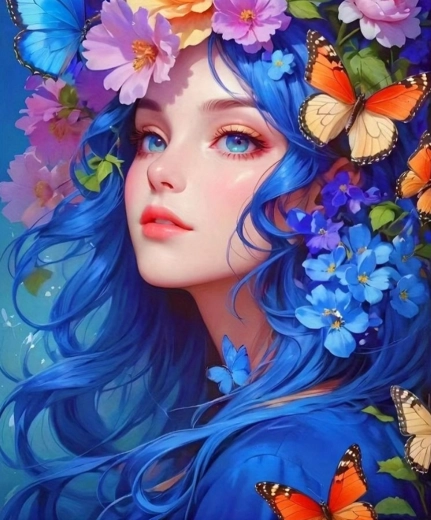 Paint by Numbers Girl with Flowers 40 × 50 cm