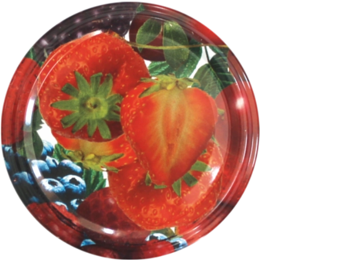 Set kovinskih pokrovčkov 66 mm s sadnim motivom, 10 kos