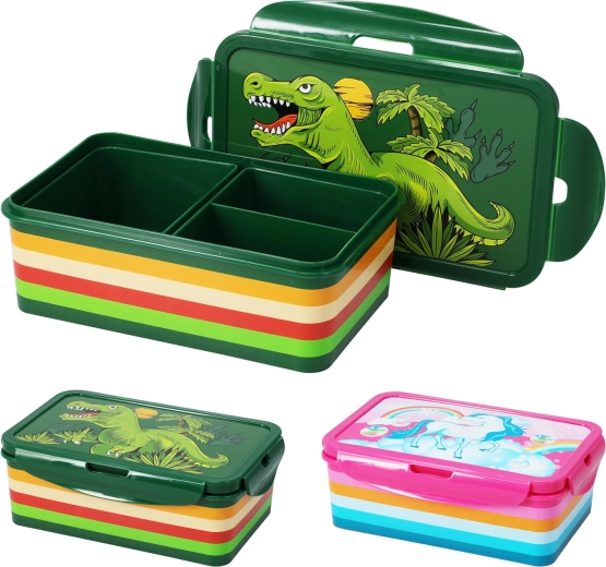 Razdeljena škatla za malico s klik zapiranjem, s silikonskim tesnilom, 21 × 14 cm