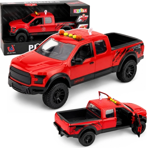 Toy pickup truck 1:12 red with lights, sounds and opening doors - 1 piece