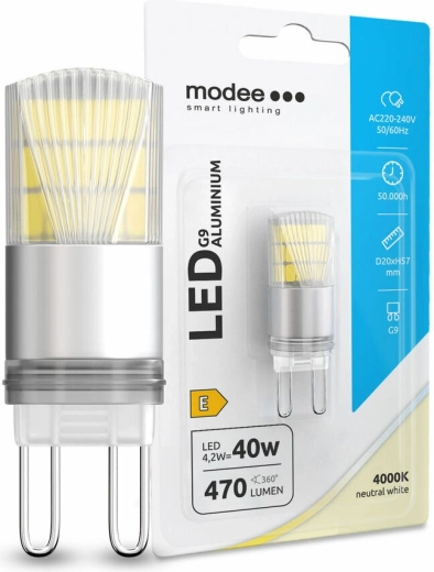 LED žarnica G9 Modee Aluminium 4,2 W nevtralna bela