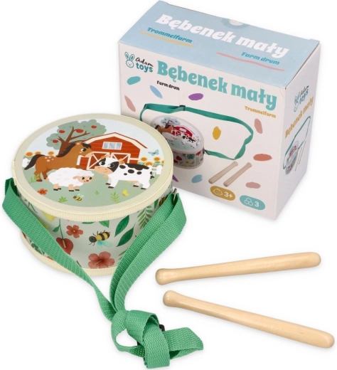Adam Toys otroški bobenček z motivom kmetije - 1 kos
