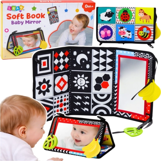 Kontrastna senzorična igralna podloga z varnim ogledalcem za dojenčke