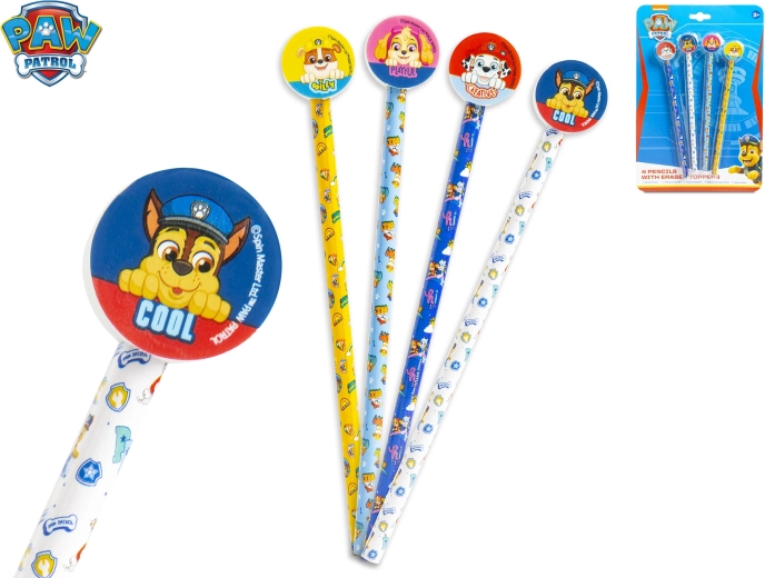 Komplet svinčnikov z radirko PAW PATROL, 4 kosi, HB