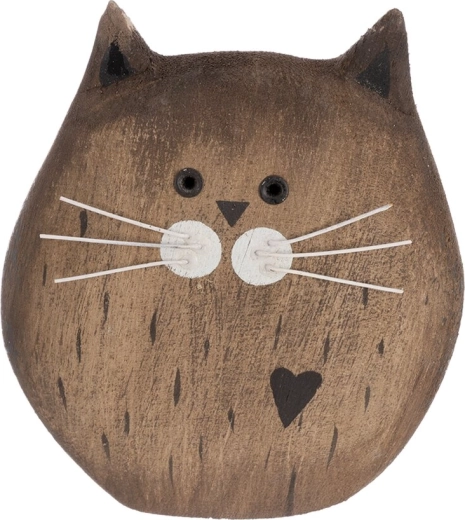 Paulownia wood cat – beige decoration